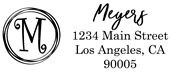 Swirl Border Letter M Monogram Stamp Sample